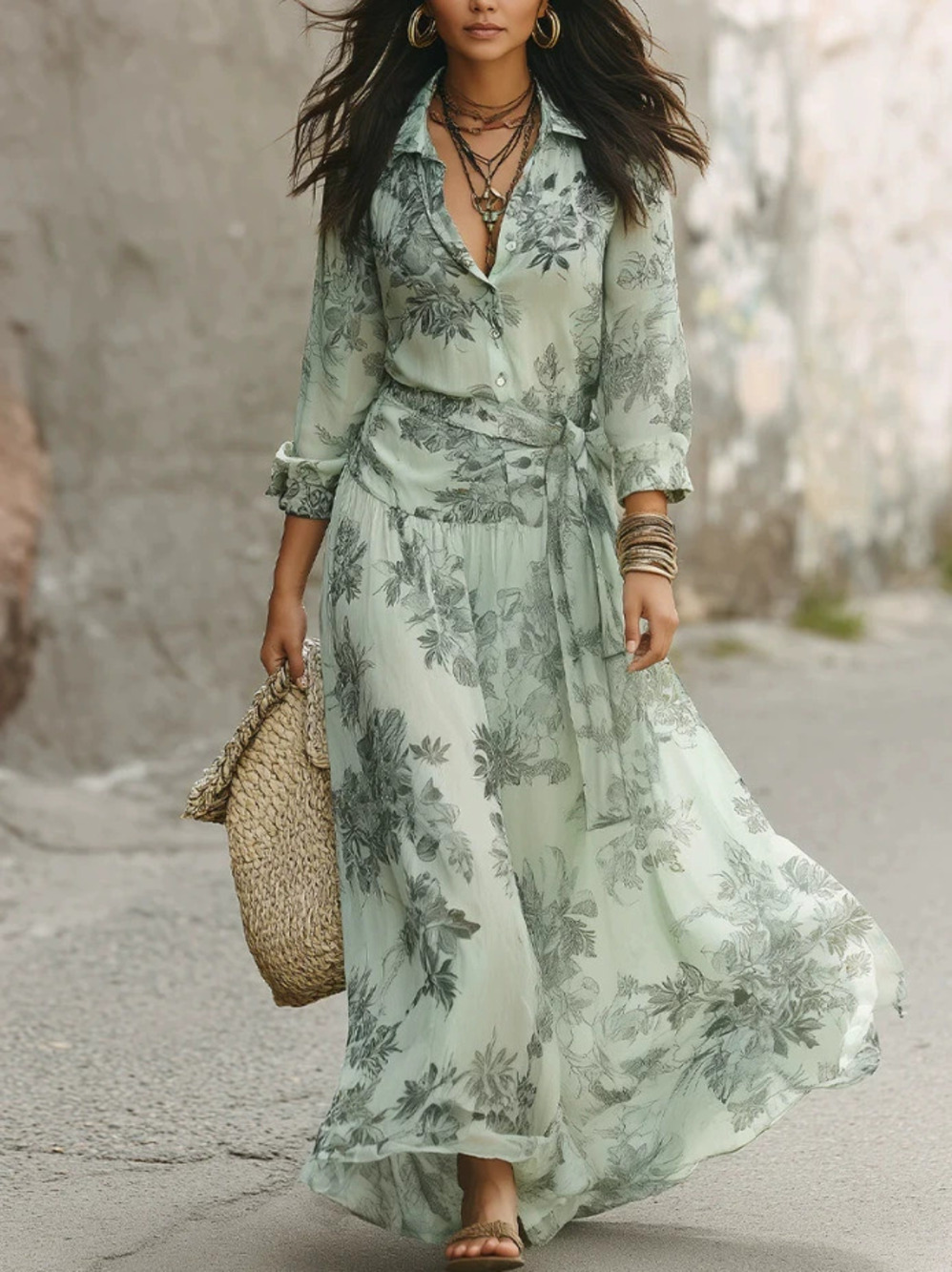 ZARA Bohemian Floral Print Long Sleeve Dress Cottagecore Style